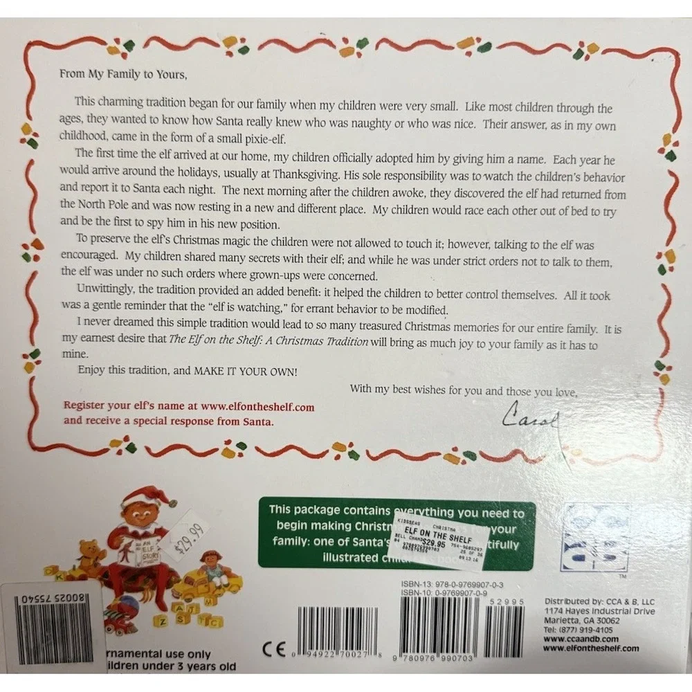 Elf on The Shelf a Christmas Tradition Toy Figure Lt Skin, Brown Hair, Blue Eyes